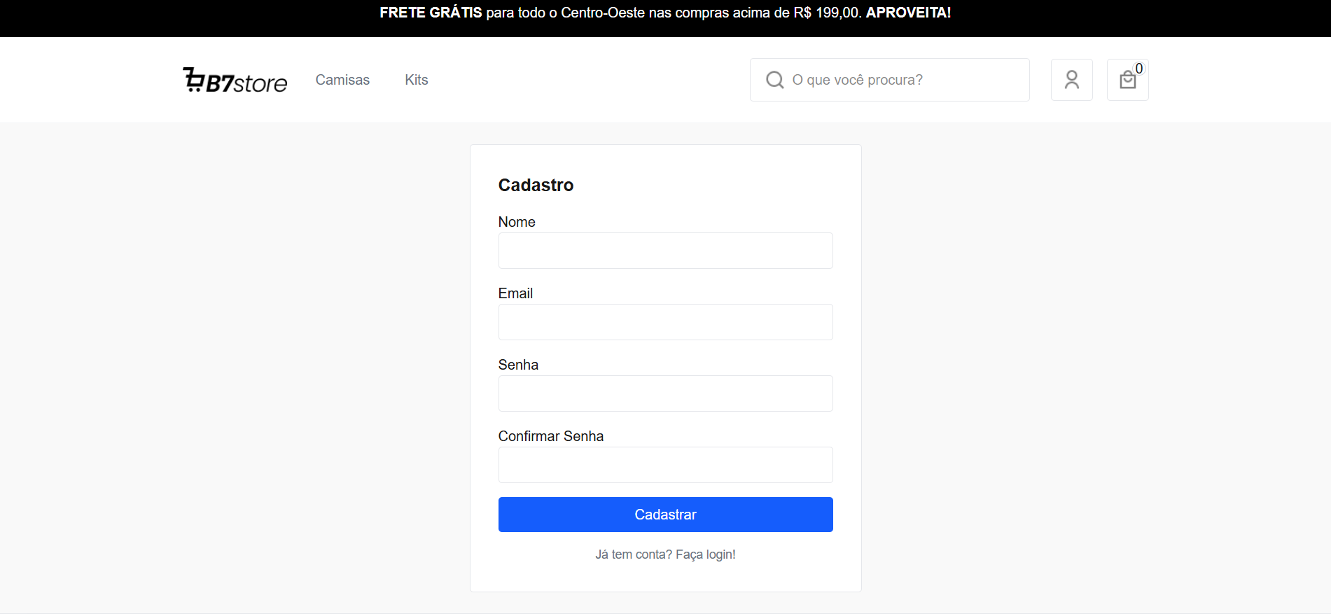 Imagem da sessão Página de Cadastro