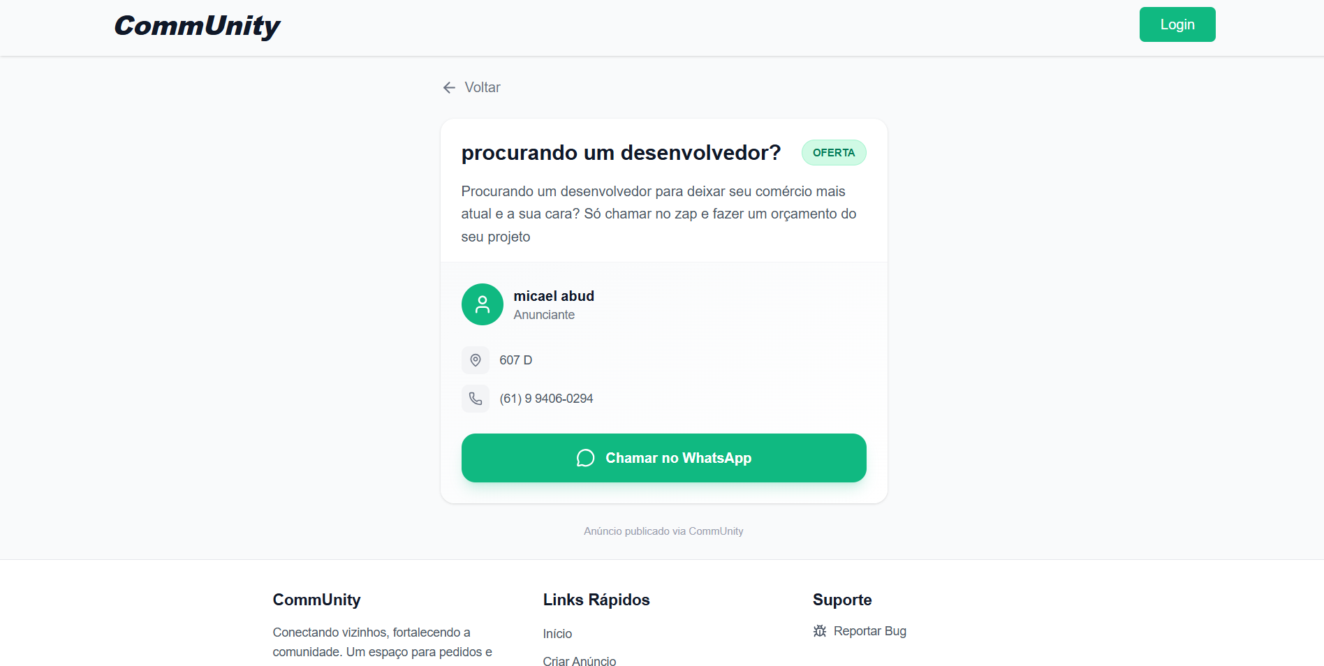Imagem da sessão Página do Favor