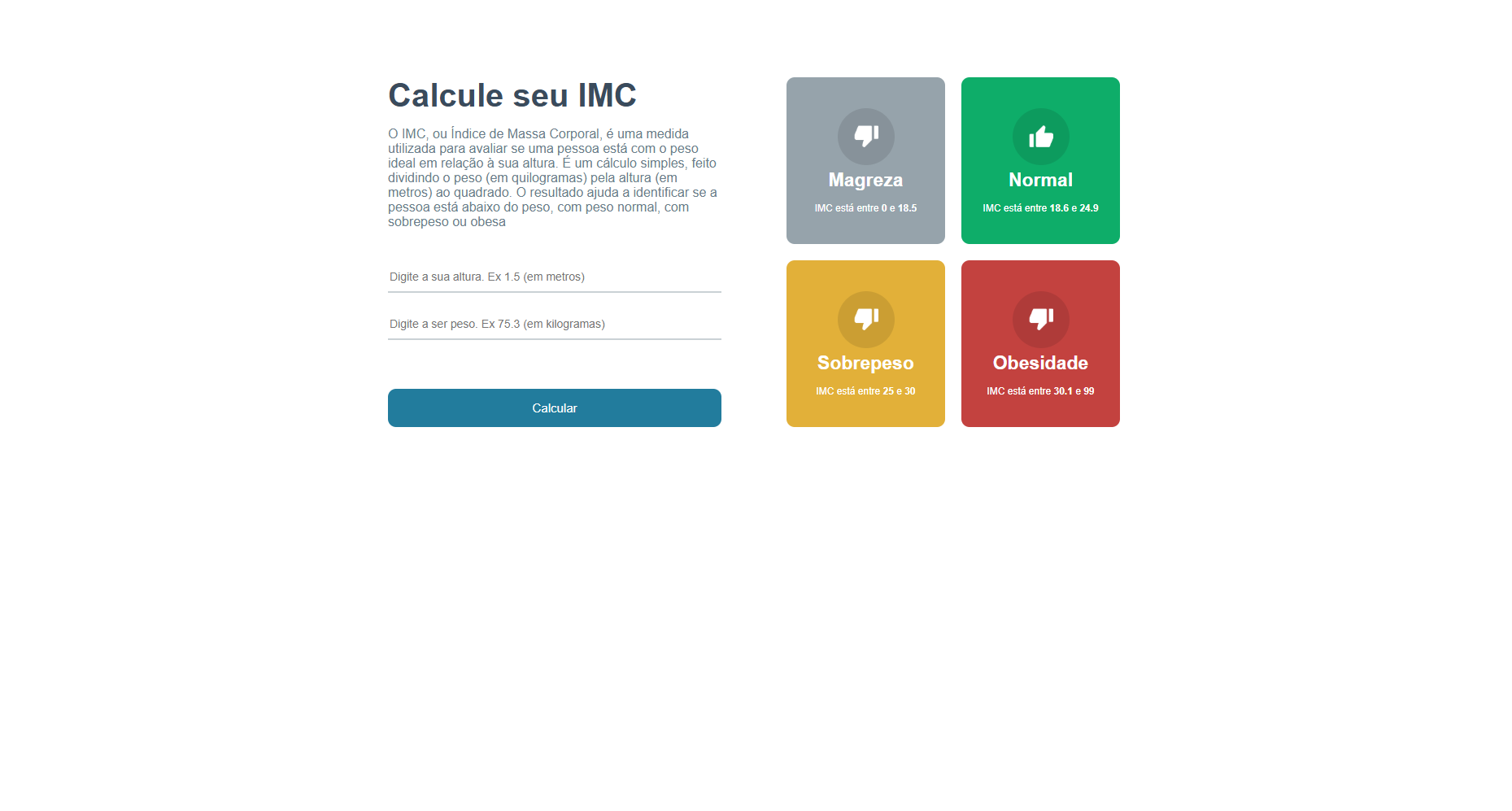 Thumbnail do projeto Calculadora de IMC