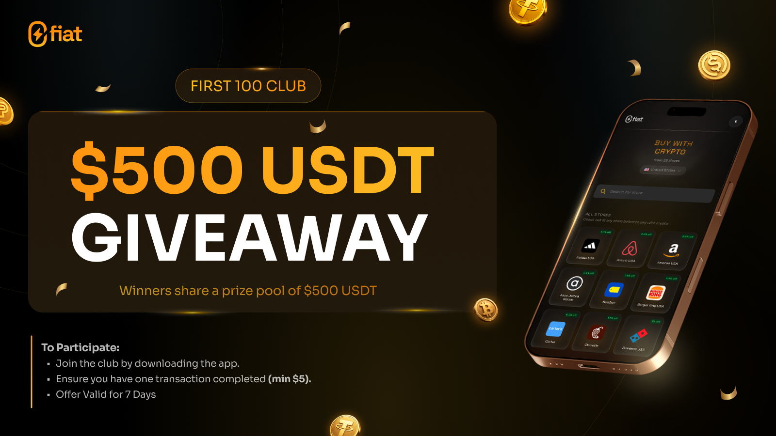 Transact $5, Get $5 FREE: 0fiat's First 100 Club is Here! 🎉