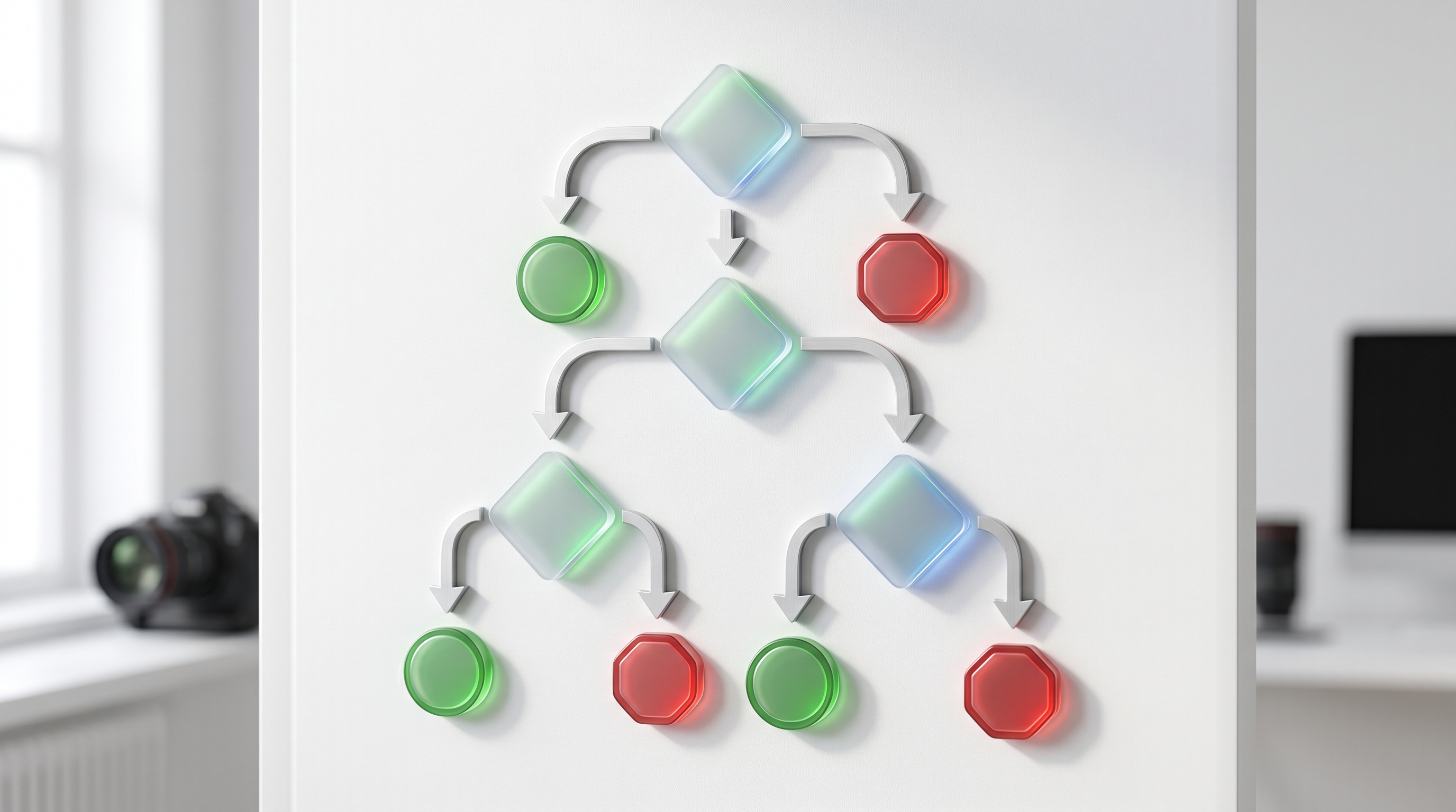 A decision-tree flowchart helping professionals determine whether their AI-generated headshot is appropriate for professional use