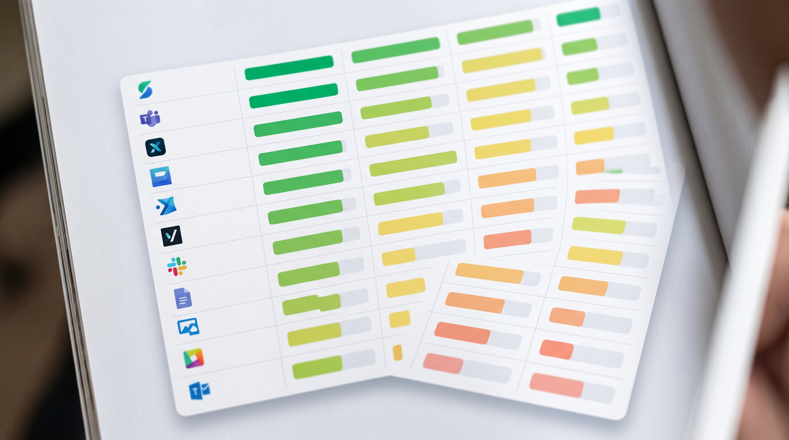 Quick-reference comparison table summarizing all 12 AI avatar generators across five scoring criteria with color-coded score bars