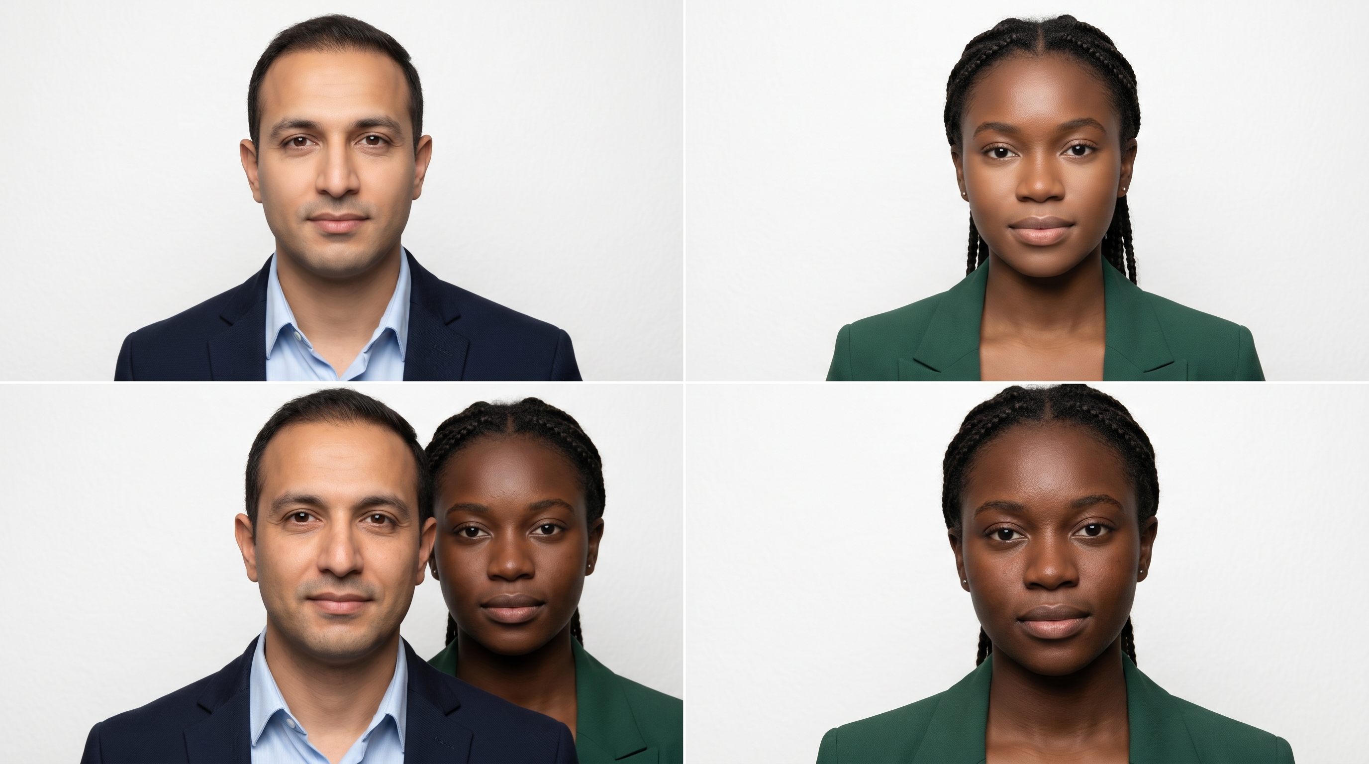 Comparison grid showing the difference between AI headshot tools that over-smooth diverse features versus tools that preserve authentic appearance across different ethnicities and ages