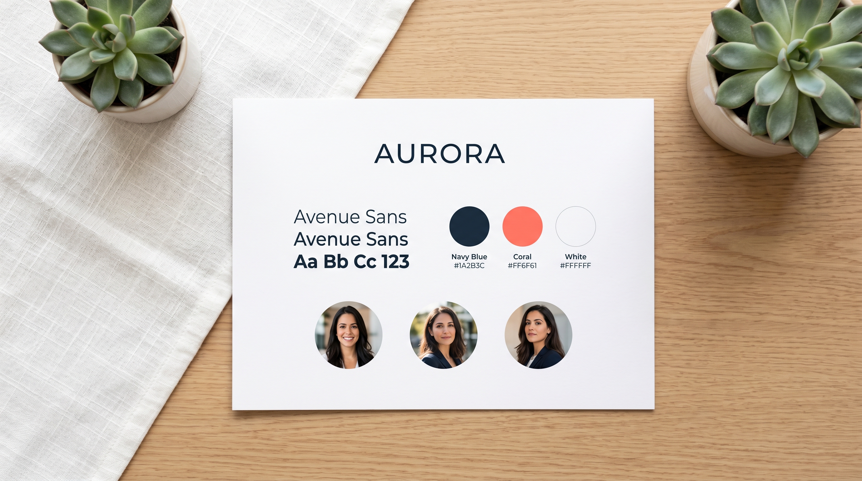 A sample freelancer Mini Brand Kit showing organized color swatches, font pairings, headshot variations, and logo placement on a clean reference document
