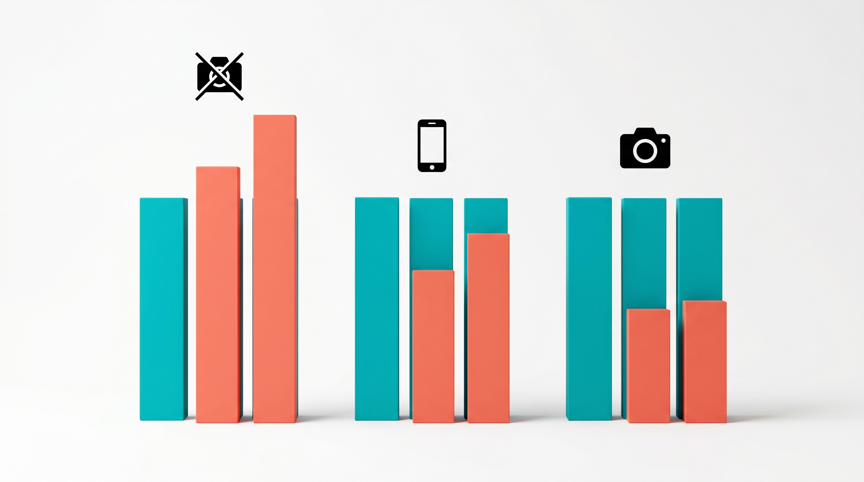 Bar chart visualization showing that AI headshots produce the largest profile view increases for people who previously had no photo or casual photos, while those with existing professional photos see minimal improvement