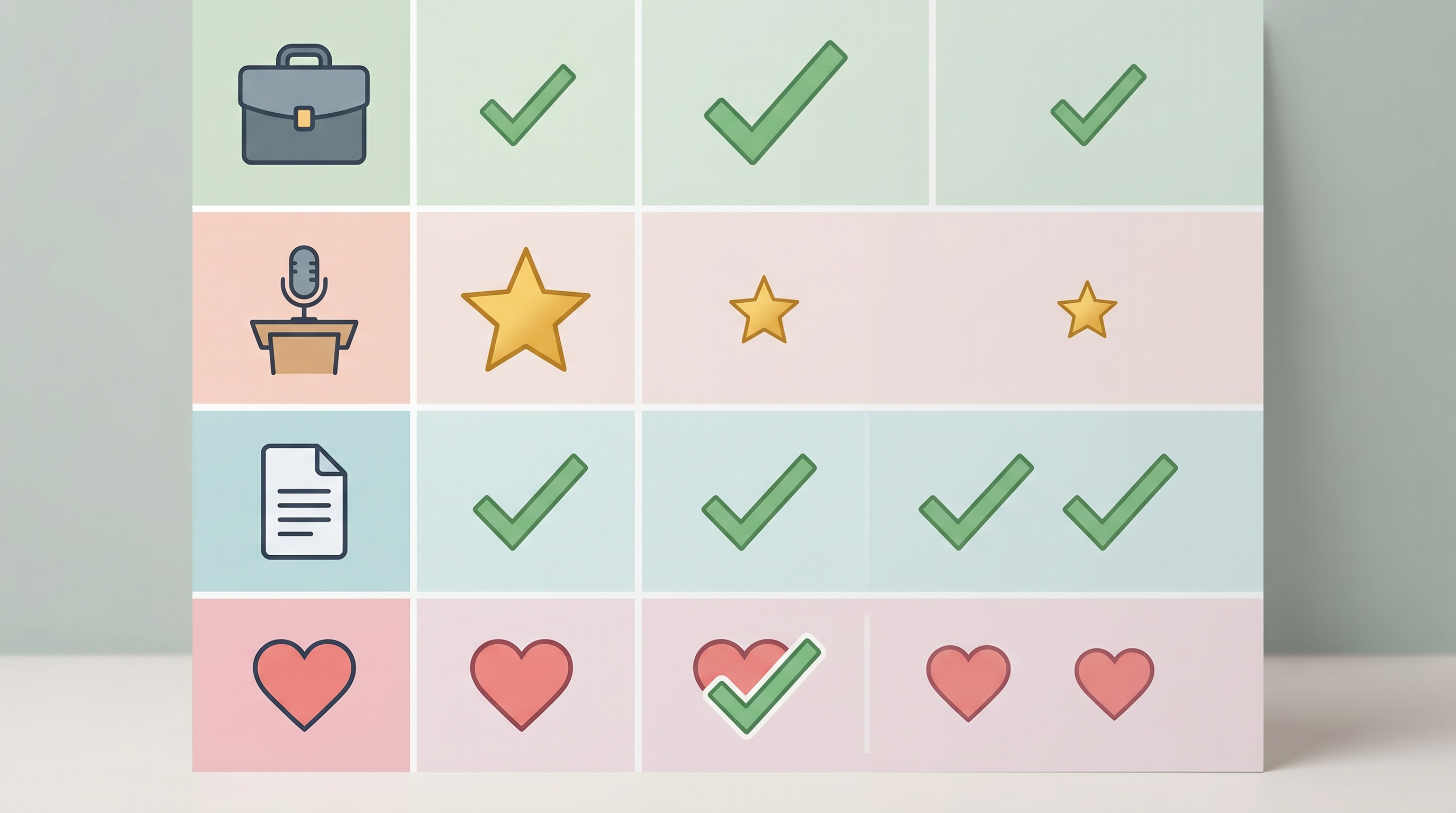 Visual recommendation matrix showing which headshot method works best for different use cases including job seeking, speaking engagements, resumes, and dating profiles