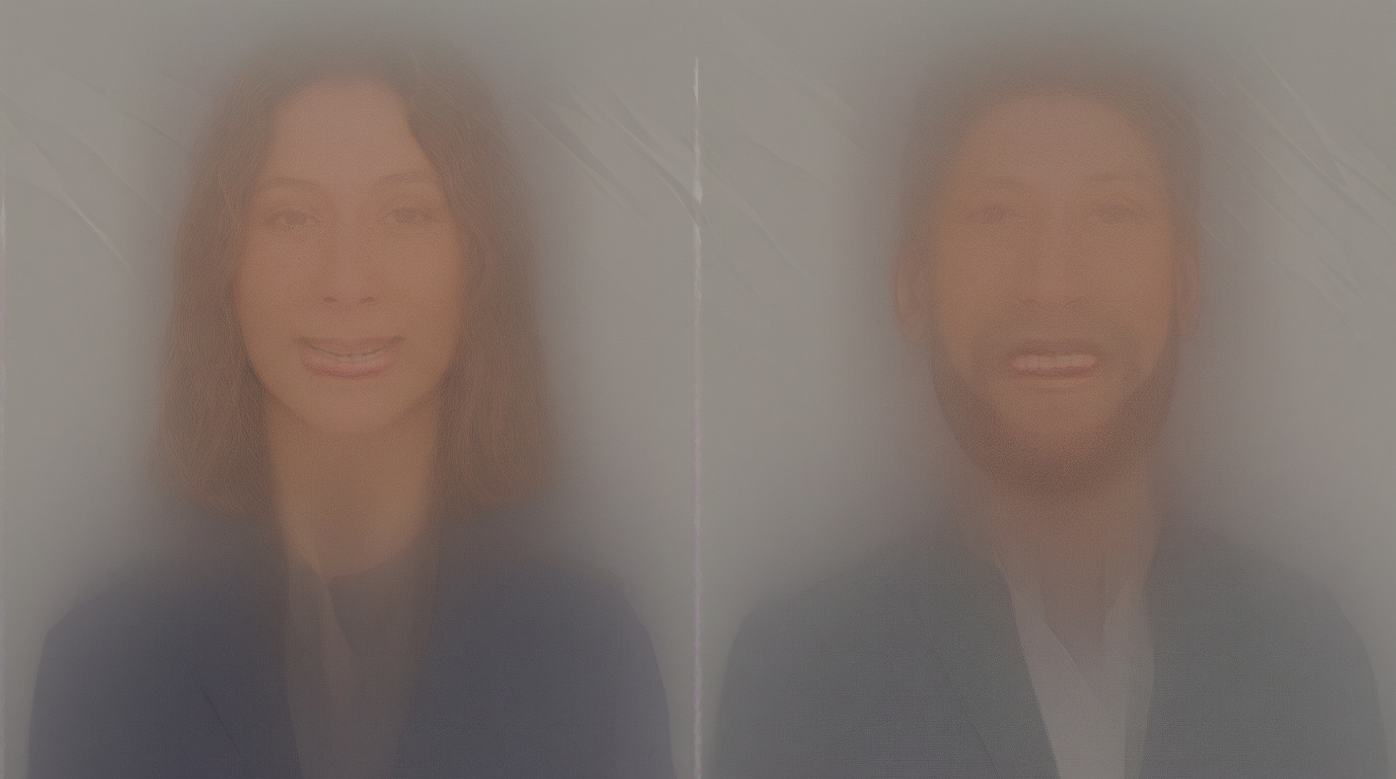 Side-by-side comparison of a high-quality AI headshot versus a subtly flawed AI headshot, highlighting common failure zones like ear shape, eye alignment, and teeth rendering