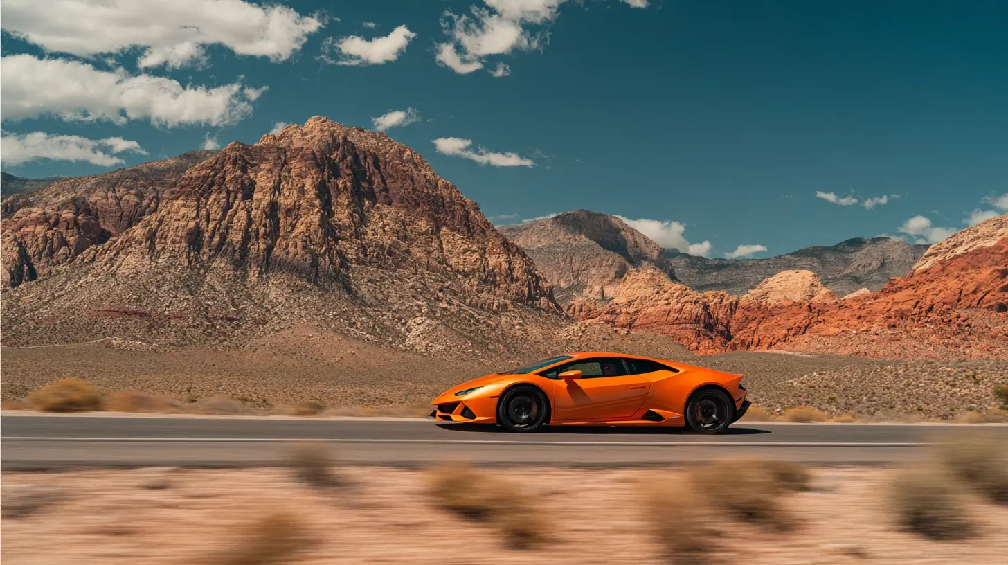 Lamborghini drive to Red Rock Canyon National Conservation.