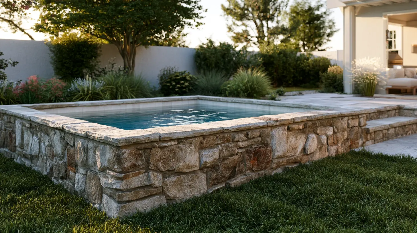 Custom semi-inground swimming pool in Broken Arrow, OK.