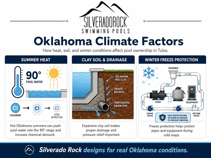 Weather factors that affect building pools in Oklahoma.