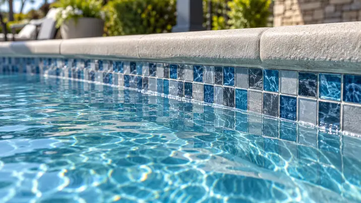 Fiberglass pool with tile.