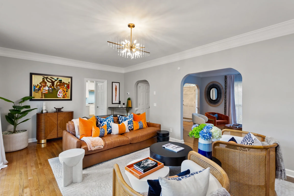 Vibrant Eclectic Living and Dining Room - Living & Dining interior design by Decozie