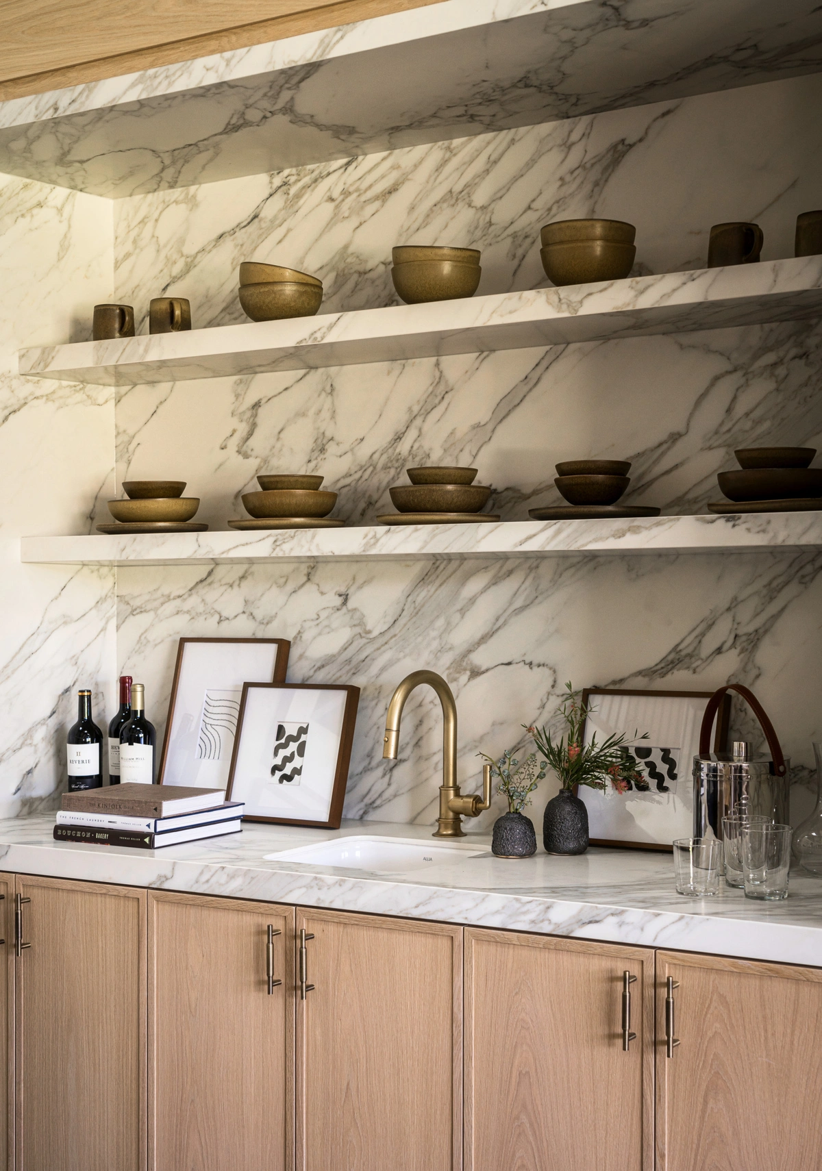 Warm Transitional Dining Space with Custom Cabinetry - View 2