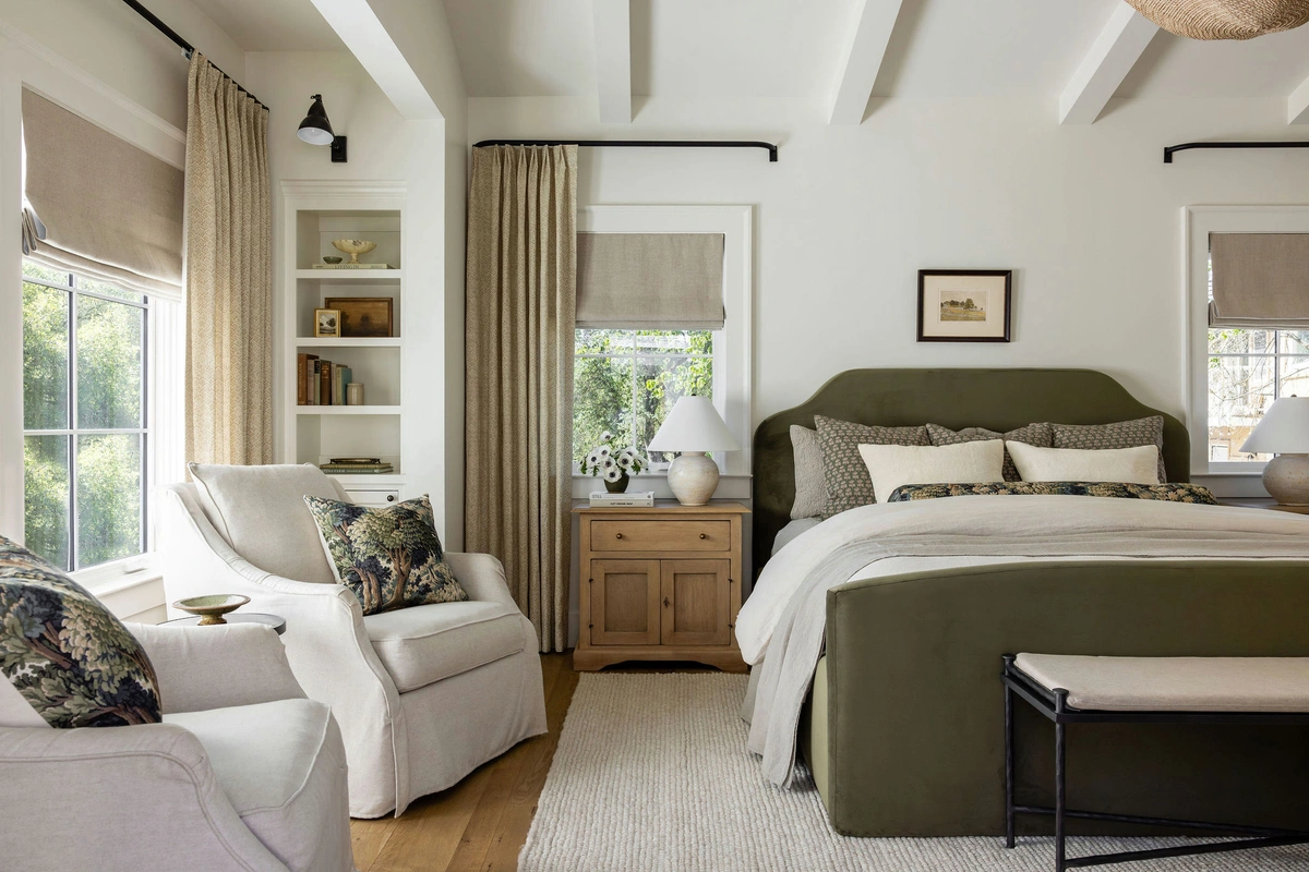 Cozy Transitional Bedroom with Earthy Accents - View 1