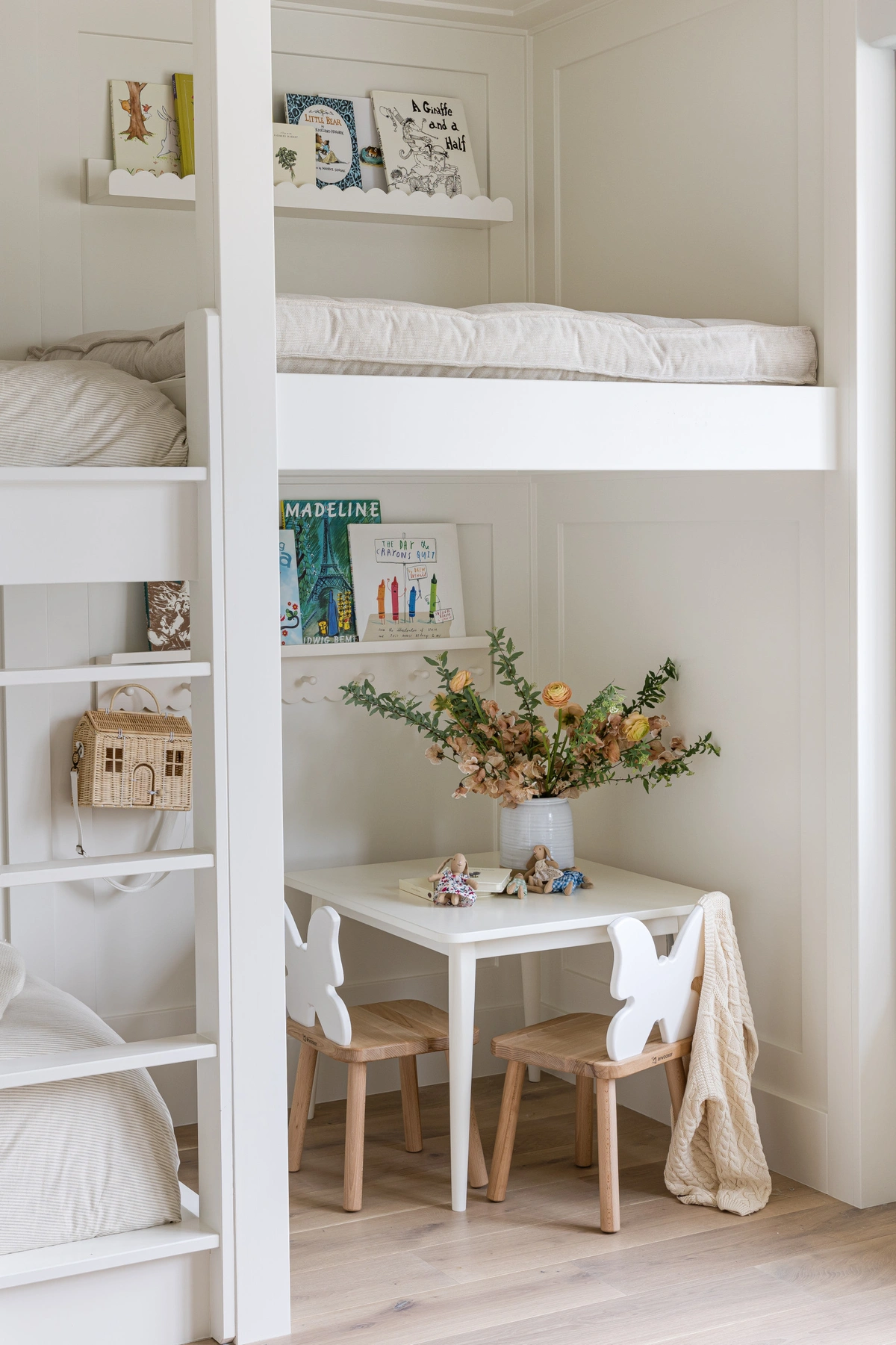 Neutral Kids Room with Custom Bunk Bed - View 3
