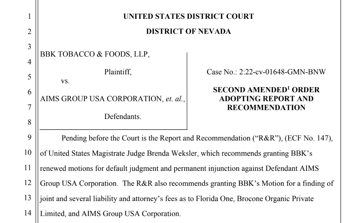 The United States District Court for the District of Nevada issued its order on December 17th 2024. The United States District Court for the District of Nevada issued its order on December 17th 2024.